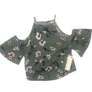 NWT BISHOP + YOUNG ANA FLORAL COLD SHOULDER TOP XS